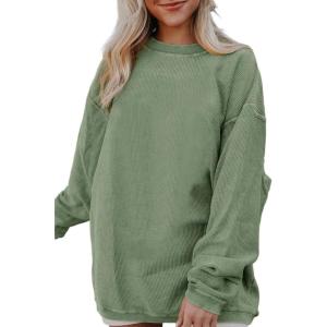 imageSHEWIN Oversized Sweatshirts for Women Loose Fit Casual Crewneck Sweatshirts Long Sleeve Pullover TopsB Green