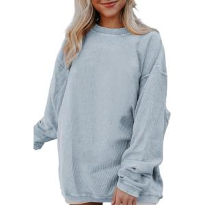 imageSHEWIN Oversized Sweatshirts for Women Loose Fit Casual Crewneck Sweatshirts Long Sleeve Pullover TopsB Light Grey