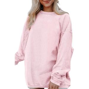 imageSHEWIN Oversized Sweatshirts for Women Loose Fit Casual Crewneck Sweatshirts Long Sleeve Pullover TopsB Light Pink
