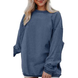 imageSHEWIN Oversized Sweatshirts for Women Loose Fit Casual Crewneck Sweatshirts Long Sleeve Pullover TopsC Navy Blue