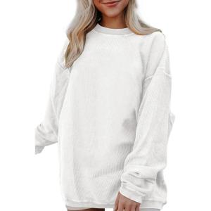 imageSHEWIN Oversized Sweatshirts for Women Loose Fit Casual Crewneck Sweatshirts Long Sleeve Pullover TopsC White