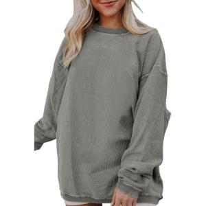 imageSHEWIN Oversized Sweatshirts for Women Loose Fit Casual Crewneck Sweatshirts Long Sleeve Pullover TopsD Grey