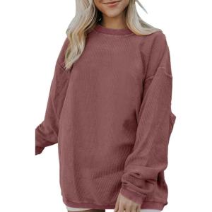 imageSHEWIN Oversized Sweatshirts for Women Loose Fit Casual Crewneck Sweatshirts Long Sleeve Pullover TopsD Tan