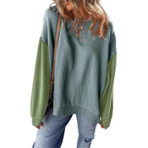 imageSHEWIN Sweatshirt for Women Casual Long Sleeve Crewneck Lightweight Pullover Tops Loose SweatshirtsDark Blue