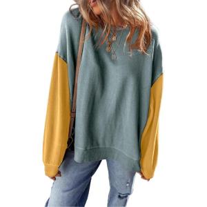 imageSHEWIN Sweatshirt for Women Casual Long Sleeve Crewneck Lightweight Pullover Tops Loose SweatshirtsDark Green