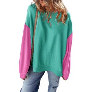 imageSHEWIN Sweatshirt for Women Casual Long Sleeve Crewneck Lightweight Pullover Tops Loose SweatshirtsGreen