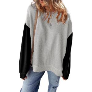 imageSHEWIN Sweatshirt for Women Casual Long Sleeve Crewneck Lightweight Pullover Tops Loose SweatshirtsGrey