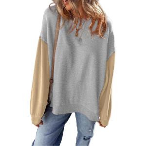 imageSHEWIN Sweatshirt for Women Casual Long Sleeve Crewneck Lightweight Pullover Tops Loose SweatshirtsLight Grey