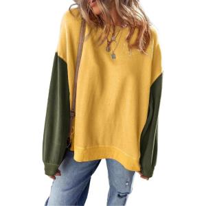 imageSHEWIN Sweatshirt for Women Casual Long Sleeve Crewneck Lightweight Pullover Tops Loose SweatshirtsYellow