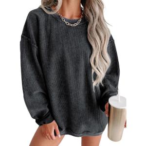 imageSHEWIN Women Casual Oversized Long Sleeve Crewneck Sweatshirts Pullover Tops SXXLBlack
