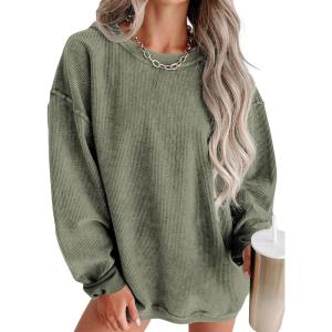imageSHEWIN Women Casual Oversized Long Sleeve Crewneck Sweatshirts Pullover Tops SXXLDarkgreen