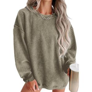 imageSHEWIN Women Casual Oversized Long Sleeve Crewneck Sweatshirts Pullover Tops SXXLGreen
