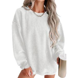 imageSHEWIN Women Casual Oversized Long Sleeve Crewneck Sweatshirts Pullover Tops SXXLWhite