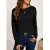 imageSHEWIN Sweaters for Women Casual Crew Neck Long Sleeve Crochet Pullover Tops SweaterBlack