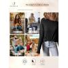 imageSHEWIN Sweaters for Women Casual Crew Neck Long Sleeve Crochet Pullover Tops SweaterBlack