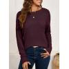 imageSHEWIN Sweaters for Women Casual Crew Neck Long Sleeve Crochet Pullover Tops SweaterBurgundy
