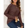 imageSHEWIN Sweaters for Women Casual Crew Neck Long Sleeve Crochet Pullover Tops SweaterCoffee