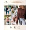 imageSHEWIN Sweaters for Women Casual Crew Neck Long Sleeve Crochet Pullover Tops SweaterCoffee
