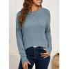 imageSHEWIN Sweaters for Women Casual Crew Neck Long Sleeve Crochet Pullover Tops SweaterDusk Blue