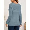 imageSHEWIN Sweaters for Women Casual Crew Neck Long Sleeve Crochet Pullover Tops SweaterDusk Blue