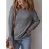 imageSHEWIN Sweaters for Women Casual Crew Neck Long Sleeve Crochet Pullover Tops SweaterGray