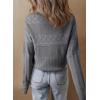 imageSHEWIN Sweaters for Women Casual Crew Neck Long Sleeve Crochet Pullover Tops SweaterGray