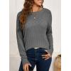 imageSHEWIN Sweaters for Women Casual Crew Neck Long Sleeve Crochet Pullover Tops SweaterGray