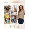 imageSHEWIN Sweaters for Women Casual Crew Neck Long Sleeve Crochet Pullover Tops SweaterLight Beige