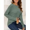 imageSHEWIN Sweaters for Women Casual Crew Neck Long Sleeve Crochet Pullover Tops SweaterMist Green