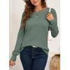 imageSHEWIN Sweaters for Women Casual Crew Neck Long Sleeve Crochet Pullover Tops SweaterMist Green