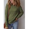 imageSHEWIN Sweaters for Women Casual Crew Neck Long Sleeve Crochet Pullover Tops SweaterMoss Green
