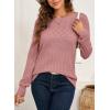 imageSHEWIN Sweaters for Women Casual Crew Neck Long Sleeve Crochet Pullover Tops SweaterPeach Blossom
