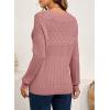 imageSHEWIN Sweaters for Women Casual Crew Neck Long Sleeve Crochet Pullover Tops SweaterPeach Blossom