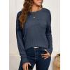 imageSHEWIN Sweaters for Women Casual Crew Neck Long Sleeve Crochet Pullover Tops SweaterSail Blue