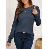 imageSHEWIN Sweaters for Women Casual Crew Neck Long Sleeve Crochet Pullover Tops SweaterSail Blue