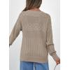 imageSHEWIN Sweaters for Women Casual Crew Neck Long Sleeve Crochet Pullover Tops SweaterSmoke Gray