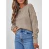 imageSHEWIN Sweaters for Women Casual Crew Neck Long Sleeve Crochet Pullover Tops SweaterSmoke Gray
