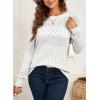 imageSHEWIN Sweaters for Women Casual Crew Neck Long Sleeve Crochet Pullover Tops SweaterWhite