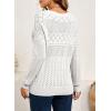 imageSHEWIN Sweaters for Women Casual Crew Neck Long Sleeve Crochet Pullover Tops SweaterWhite