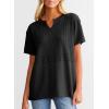 imageSHEWIN Womens Casual V Neck Waffle Knit Tops Short Sleeve T Shirts Loose BlousesB Black