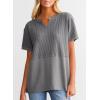 imageSHEWIN Womens Casual V Neck Waffle Knit Tops Short Sleeve T Shirts Loose BlousesB Dark Grey