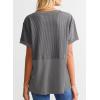 imageSHEWIN Womens Casual V Neck Waffle Knit Tops Short Sleeve T Shirts Loose BlousesB Dark Grey