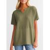 imageSHEWIN Womens Casual V Neck Waffle Knit Tops Short Sleeve T Shirts Loose BlousesB Green