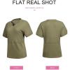 imageSHEWIN Womens Casual V Neck Waffle Knit Tops Short Sleeve T Shirts Loose BlousesB Green