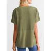 imageSHEWIN Womens Casual V Neck Waffle Knit Tops Short Sleeve T Shirts Loose BlousesB Green