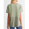 imageSHEWIN Womens Casual V Neck Waffle Knit Tops Short Sleeve T Shirts Loose BlousesB Light Green