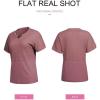 imageSHEWIN Womens Casual V Neck Waffle Knit Tops Short Sleeve T Shirts Loose BlousesB Light Purple