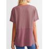 imageSHEWIN Womens Casual V Neck Waffle Knit Tops Short Sleeve T Shirts Loose BlousesB Light Purple