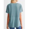 imageSHEWIN Womens Casual V Neck Waffle Knit Tops Short Sleeve T Shirts Loose BlousesB Mint Blue