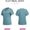 imageSHEWIN Womens Casual V Neck Waffle Knit Tops Short Sleeve T Shirts Loose BlousesB Mint Blue